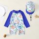 thumbnail image 2 of Niños Sombreros Niños Verano Impreso Conjunto de Dos Piezas de Traje de Baño Unido con Cremallera Media con Sombrero de Baño para la Playa Y la Piscina, 2 of 9