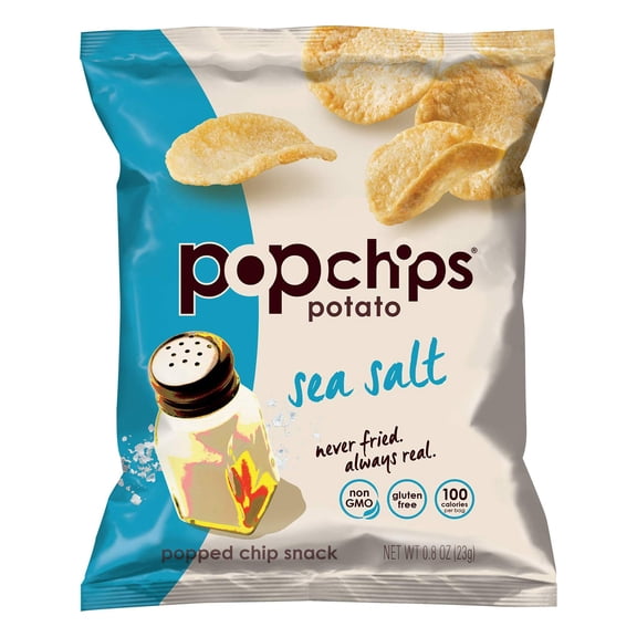 Popchips Potato Chips, Sea Salt Flavor, 0.8oz (Pack of 24)