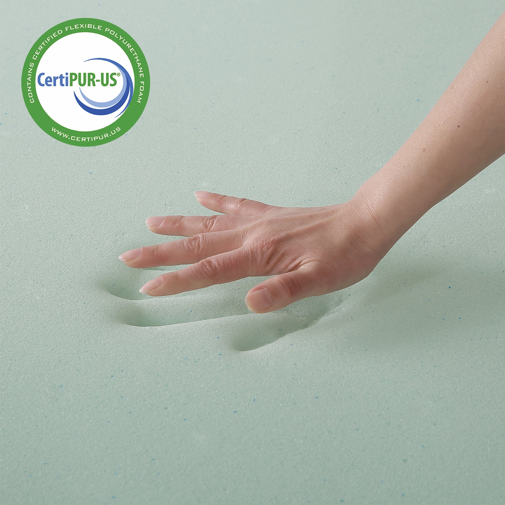Mellow 4" Memory Foam Mattress Topper with Green Tea Infusion and Cover, Short Queen