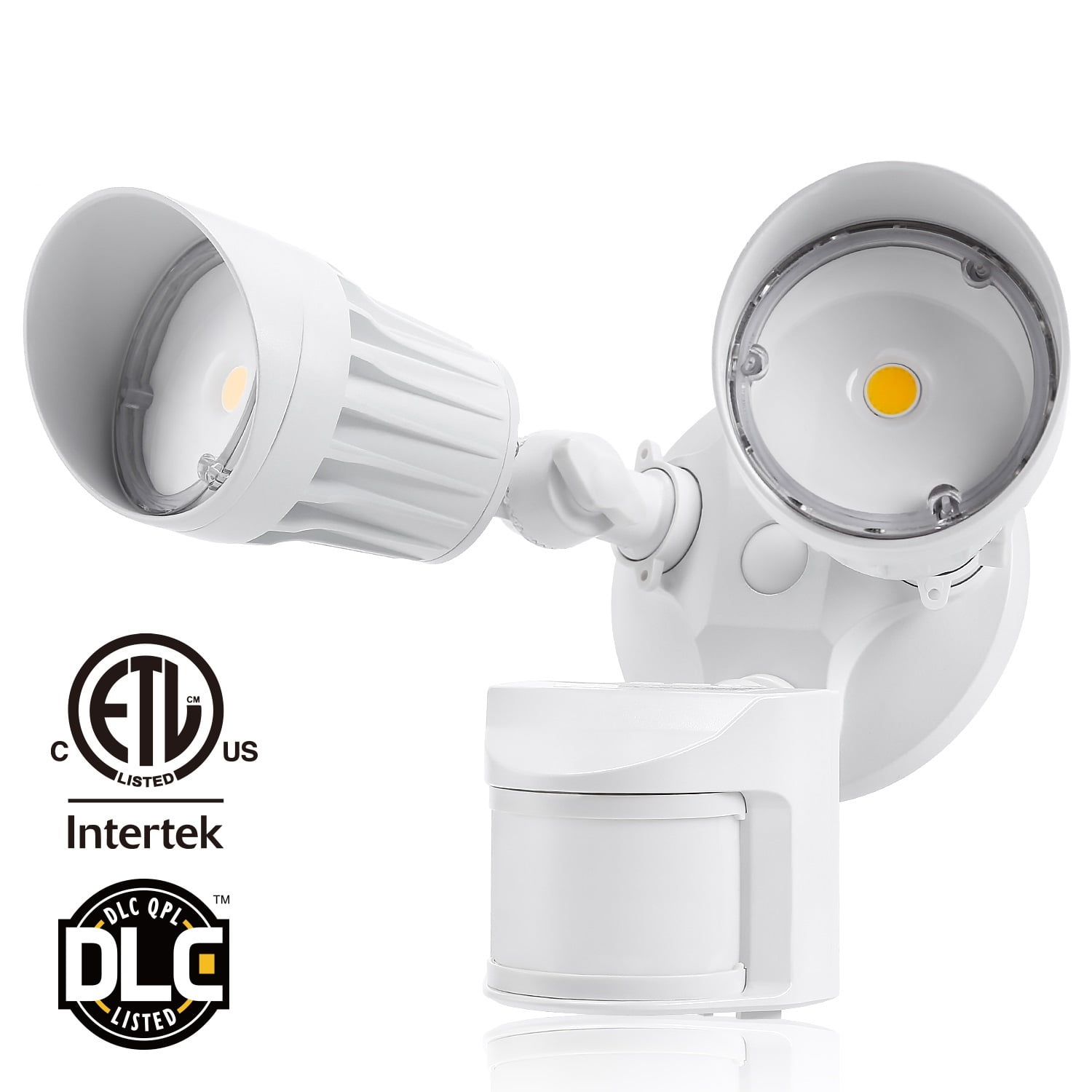 Leonlite 20w Dual Head Motion Activated Led Outdoor Security Light Lights With Photocell Included For Yard Patio 5000k Daylight