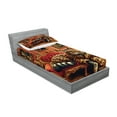 thumbnail image 2 of Ambesonne Cat Fitted Sheet & Pillow Sham Set, Royal Kitty in Leopard Coat, Twinxl, Marigold Salmon, 2 of 2