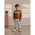 thumbnail image 3 of BemeyourBBs Toddler Baby Boys Set Long Sleeve Pullover with Rugby Print Pants, 3 of 9