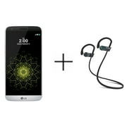 LG G5 RS988 Unlocked GSM Smartphone and SHARKK Flex 20 Wireless Bluetooth Waterproof Headphones with Mic, Silver (Value Bundle)