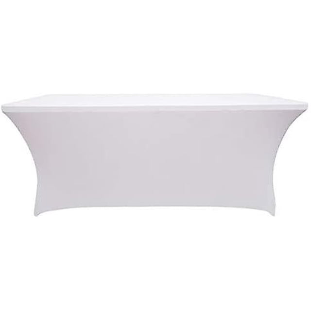 Cubierta de mesa para mesas, Spandex Stretch Lycra Cubierta de tela Mesa de caballete de pata rectangular de 6 pies Banquete de boda 183 * 76 * 76 cm (blanco). Afortunado Sencillez