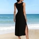 thumbnail image 2 of Vestido Largo de Manga Larga para las Mujeres Color Sólido Cuello Redondo Suelto Medio Ternera Vestido de Noche, Vestido Casual de Manga Larga para las Mujeres, 2 of 5