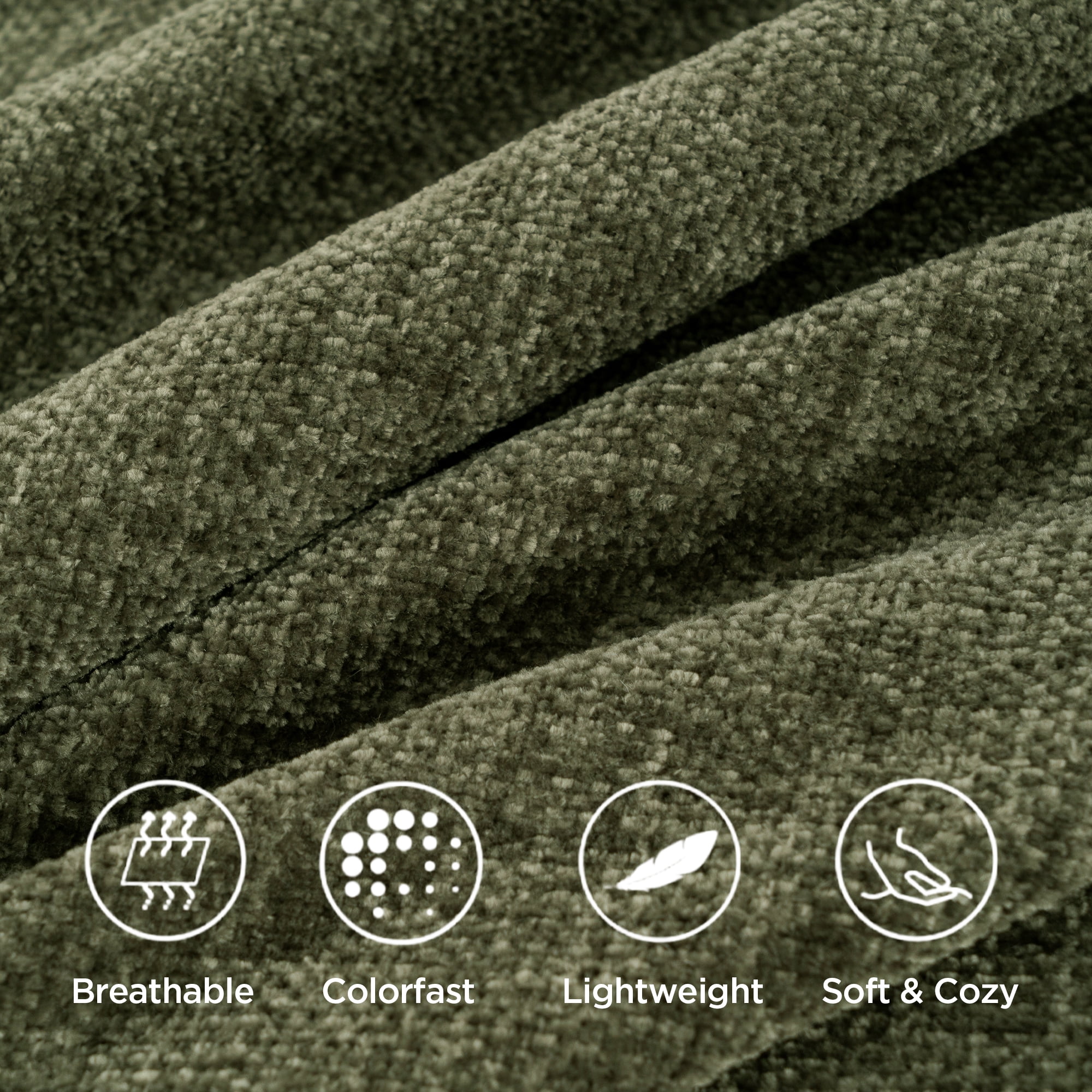 Battilo Olive Green Throw Blanket for Sofa Bed, Soft Cozy Chenille Blankets with Fringe Tassels,50"x60"