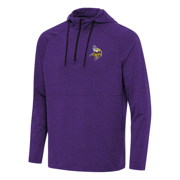 Men's Antigua  Heather Purple Minnesota Vikings Spikes Quarter-Zip Pullover Hoodie