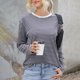 thumbnail image 5 of Women’s Stripes Print Tops Long Sleeve Round Neck Loose Fit Basic T Shirts Spring Fall Casual Pullover Clothes, 5 of 5