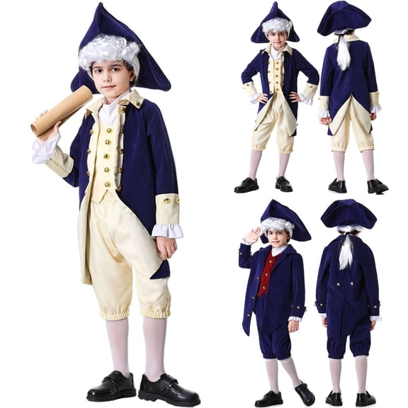 Toddler Boy Outfits Boys Lawyer Tailcoat Role Play Clothes Set with Jacket Pants Vest Hat Boys' Clothing Sets Blue 9-10 Years