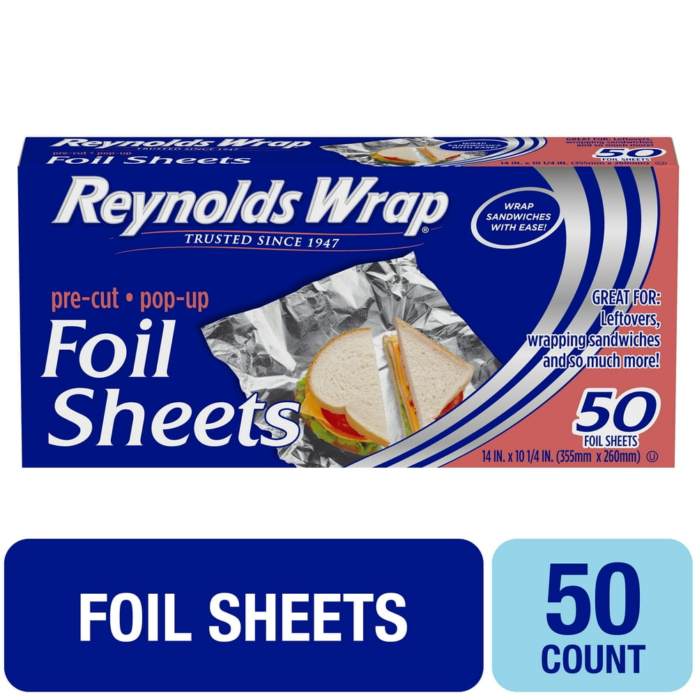 Reynolds Wrap Precut Popup Aluminum Foil Sheets, 14" x 10.25" Inches