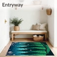 thumbnail image 3 of ODIKA 8'x10' Machine Washable Non-Slip Area Rug, Magical Evergreen Forest Half Moon Decorative Hearth High Traffic Rug with Pad, Blue, 617639, 3 of 8
