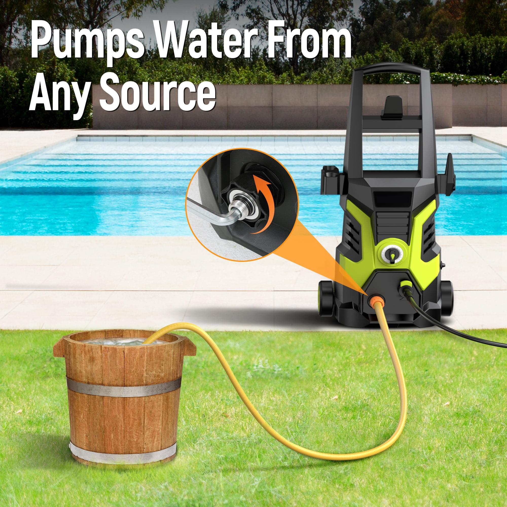 YISUFO 2500 Max PSI Electric Pressure Washer, 1700W Power Washer With 5 Nozzles, Foam Cannon, 25ft Hose, High Pressure Cleaner Wash Machine for Car Patios Garden Fences - Green