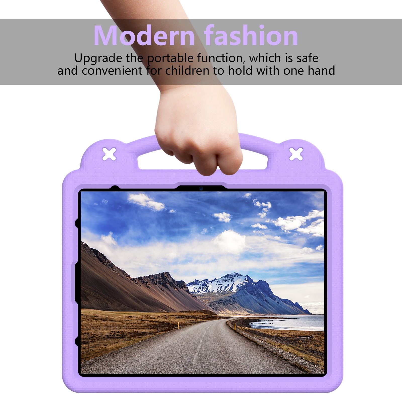 Nalacover Cartoon Handle Case for Apple iPad Air 11 inch 2024 Case, EVA Foam Cute Pattern with Pencil Holder Kickstand Cute Shockproof PC Case for iPad Pro 11 inch 2024, Lightpurple