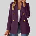 thumbnail image 5 of Womens Blazer Jacket Double Breasted Long Sleeve Work Dressy Casual Outfit Notch Lapel Bsuiness Office Outwear (2XL, Purple), 5 of 6