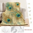 thumbnail image 5 of Peacock Feathers Blanket Soft Cozy Warm Throw Blanket for Couch, Plush Fuzzy Flannel Fleece Blankets for Sofa, Brown Turquoise Vintage Abstract Bed Blankets Lightweight Gifts for Women, 50"x60", 5 of 9