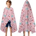 thumbnail image 3 of Pink Cow Milk Strawberry Pattern Hooded Bath Towel，60"x35" for Ages 3 To 12 Kids, Quick Dry Lightweight Soft Microfiber Hood Beach Towel Cover Up for Kids, 3 of 7