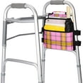 thumbnail image 5 of SupreGear Side Mount Walker Bag, Waterproof Folding Walker Organizer Pouch with Cup Holder, Double-Sided Storage, Plaid Pink, 5 of 9