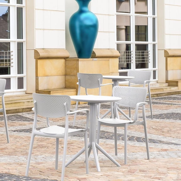 Compamia Loft Round Bistro Set 3 Piece with 24 inch Table Top White