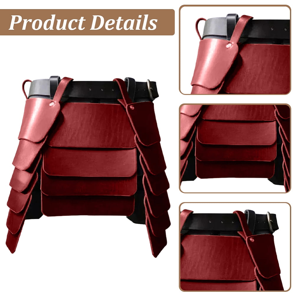 Medieval PU Leather Belt Skirt Renaissance Garment Accessoties Brown 426x245x11mm