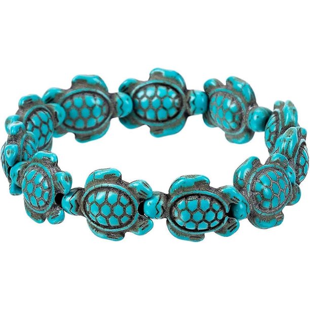 Pulsera de cadena con cuentas de tortuga Heytea para mujeres, hombres, niñas y niños, hecha a mano, pulsera elástica de piedra natural, pulseras de amistad para parejas - Código de modelo 7