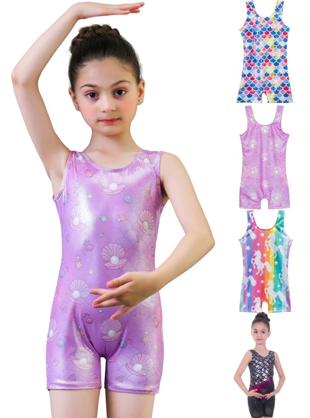 BULLPIANO Leotards for Girls Gymnastics Toddler Dance Biketards Mermaid