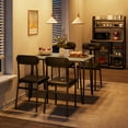 thumbnail image 2 of 4-Piece Industrial Desk and Chair Set, Space-Saving Rectangle Table with Metal Frame and Wooden Tabletop, PU Leather Chairs for Workspace, Apartment, or Small Dining Room, Grey, 2 of 8