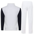 thumbnail image 3 of X-2 Men's Athletic Tracksuits 2 Pieces Set workout Warm up Suit Full Zip Jogging Running Sweatsuit White-navy XL, 3 of 6