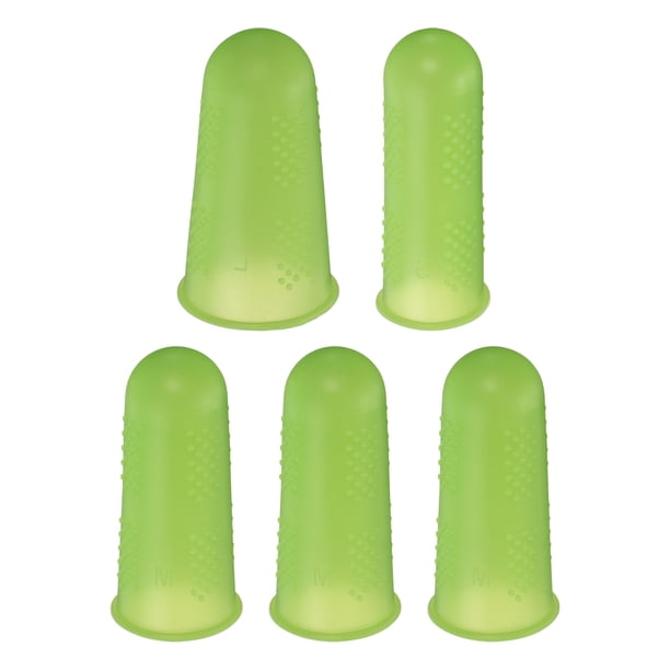 Uxcell 10Pcs Puntas de Dedos de Goma Protectores de Dedos Dedal de Silicona 3 Tamaños Verde