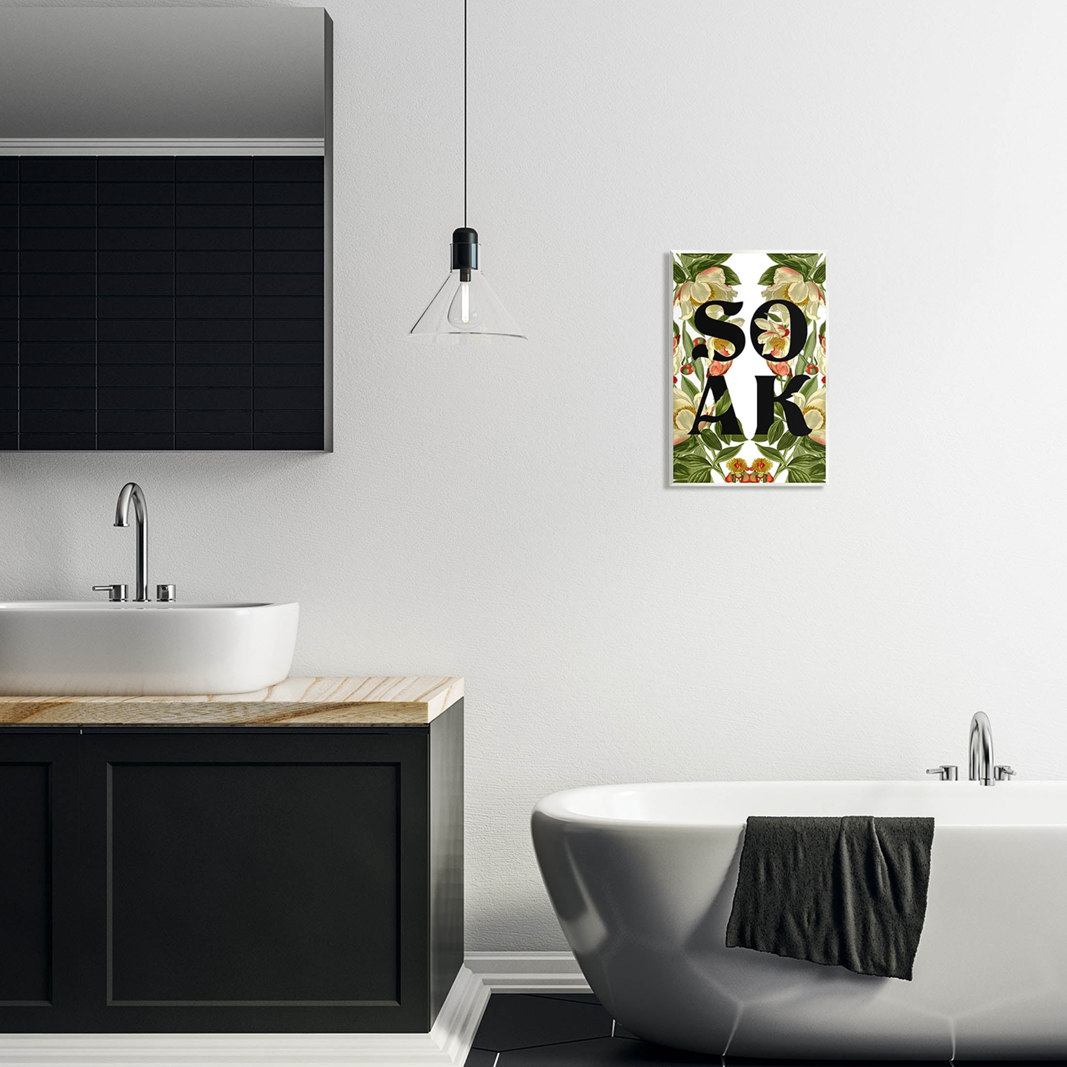 Soak Bathroom Floral Sign Botanical & Floral Graphic Art Unframed Art Print Wall Art