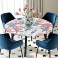 thumbnail image 5 of Elastic Fitted Round Tablecloth, Blue Red Coastal Waterproof Stretch Table Cover for 45"-54" Tables, Sea Turtle Nautical Coral Summer Beach Washable Outdoor Tablecloths for Patio, Picnic, Camping, 5 of 9