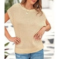 thumbnail image 4 of PRETTYGARDEN Womens Spring Tops Summer Shirts Crochet Cap Sleeve Sweater Pullover Cute Crew Neck Beach Cover Ups, 4 of 9