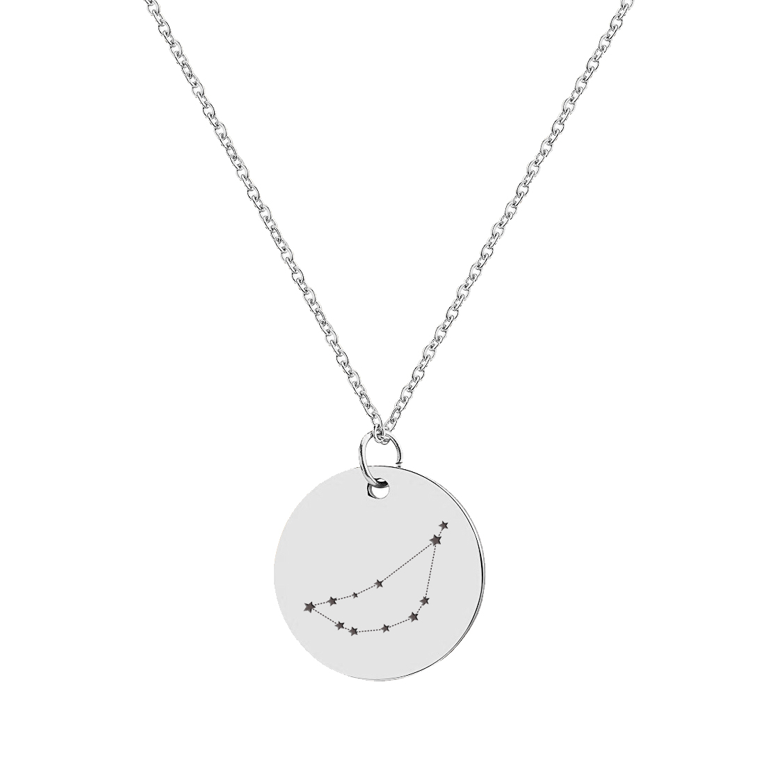 Anavia Round Capricorn Constellation Zodiac Star Sign Stainless Steel Silver Disc 22mm Pendant Jewelry with Gift Box