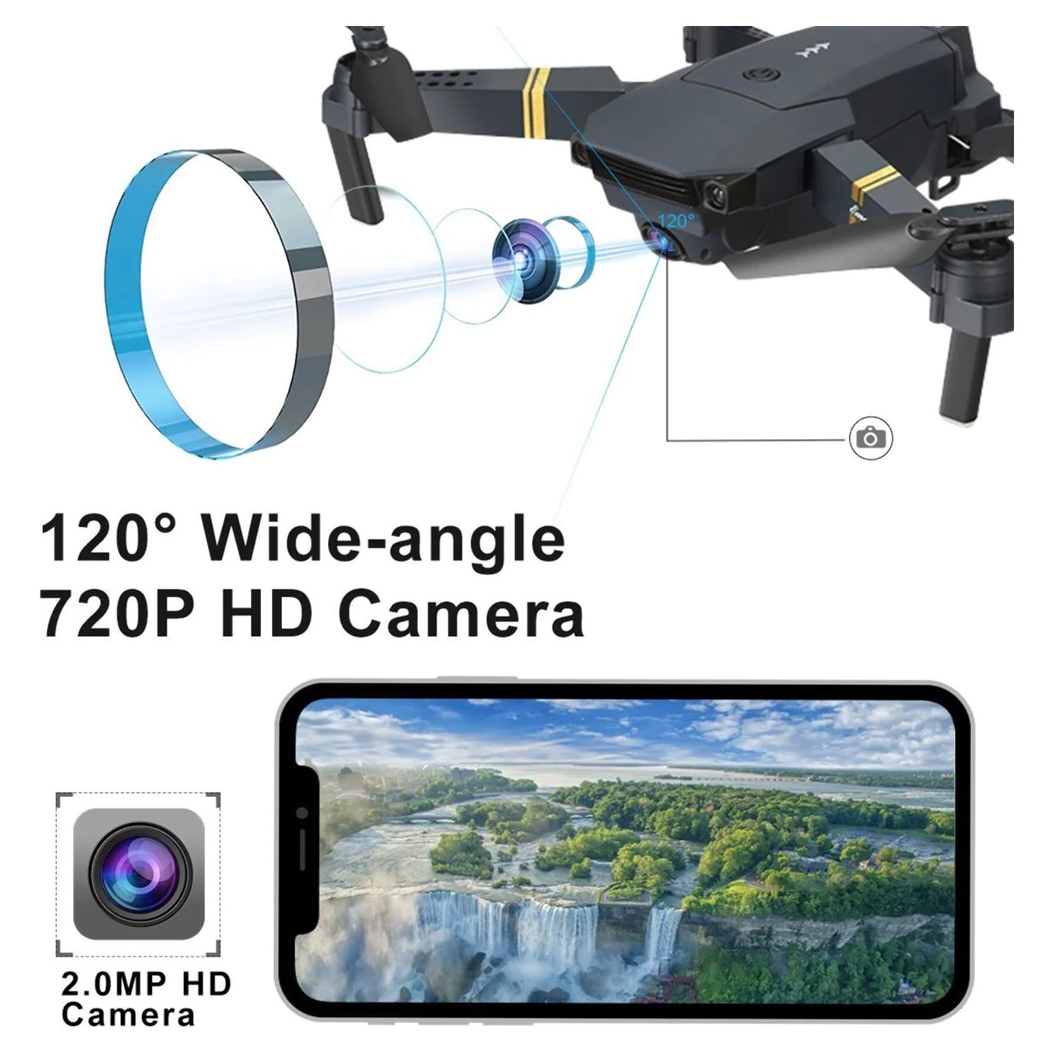 QuadAir Drone Extreme Upgrade with 3 Batteries HD Camera Live Video WiFi FPV Voice Command