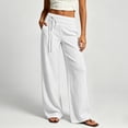 thumbnail image 2 of ANINEO Women's Elegant High Wlex Pleated Wide Leg Pants For Casual Everyday Wear Flat Front Elastic Waist Breathable Easy Comfort Versatile Ladies Solid Color Summer Trousers, 2 of 4
