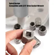 14-Piece Impact Bolt & Nut Remover Set, 3/8”Bolt Lug Nut Extractor Socket Tool Set, Damaged Bolt Nut Remover with Hex Adapter for Removing Stripped, Damaged, Rounded off and Rusted Bolts & Nuts