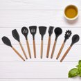 thumbnail image 3 of Juego de utensilios de cocina de silicona con mango de madera de 9 piezas con calidad de restaurante, 3 of 8