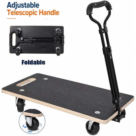 Elleree Platform Moving Dolly and Cart ,440 LBS Heavy Duty Furniture Dolly with Handle & Swivel Casters , Push Hand Truck Foldable.