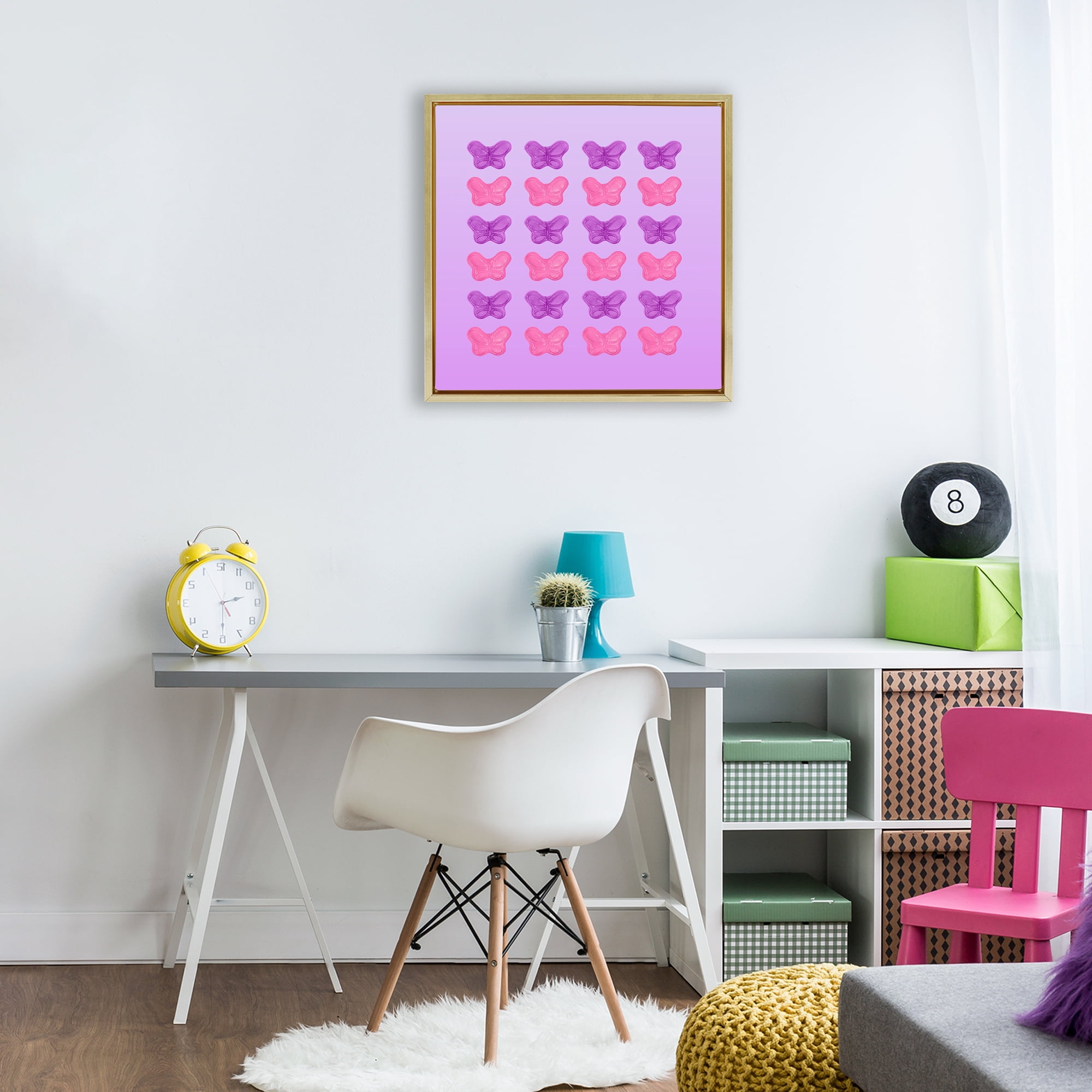 Stupell Industries Purple & Pink Butterfly Candies Gold Framed Floater Canvas Wall Art, design by LISH Creative