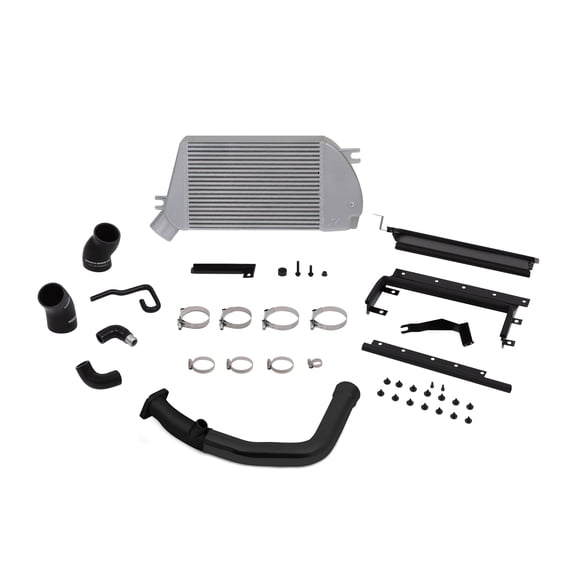 Mishimoto MMTMIC-WRX-15BSL Top-Mount Intercooler Kit Compatible With Subaru WRX 2015-2021 Silver Cooler, Black Hoses