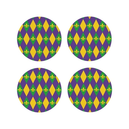 

Tideii Mardi Gras for Leather Coasters 4 Pieces Anti-fouling and Anti-scalding Decorative Coasters Suitable for Restaurants Kitchens Coffee Shops-Round Shape