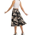 thumbnail image 2 of JWD Women's Skirts Flowy Maxi Skirt Summer Long Midi Length Casual Skirt Elegant Cool Dress with Pockets Black Palm Leaf 2XL, 2 of 10
