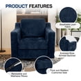thumbnail image 5 of COOLHUT Swivel Accent Chair, Linen Fabric Modern Upholstered Armchair with Plump Back Pillow, Comfort Barrel Reading Chair for Living Room Bedroom, Navy Blue, 5 of 11
