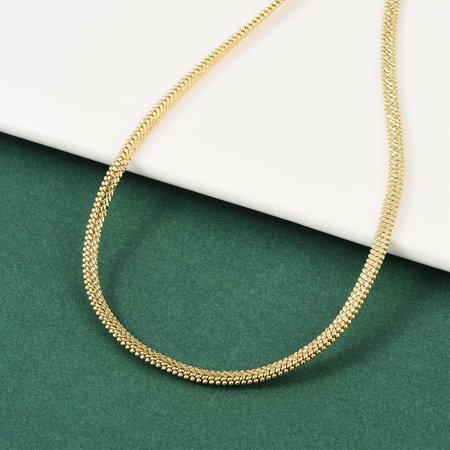 5 pc Brass Flat Snake Chain Necklace Long-Lasting Plated Lead Free & Cadmium Free Real 18K golden Plated 16.89 inch(42.9cm)