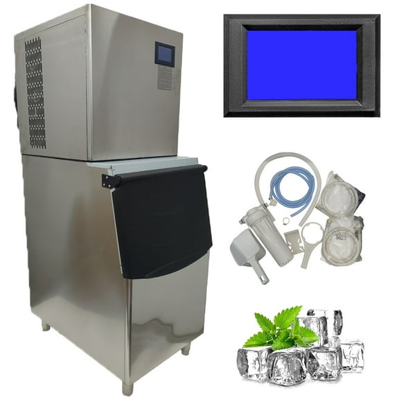 Commercial Ice Maker Machine Ice Maker Machine Fully Automatic Ice Maker 220lbs Storage Bin 550lbs/day