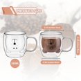 thumbnail image 2 of Cute Bear Tea Cup Double Wall Glass Milk Coffee Bear Mug with Handle Insulated Espresso Beer Cup Cute Birthday Present for Women Men Valentine's Day, 250 ml/ 8.4 oz (White), 2 of 2