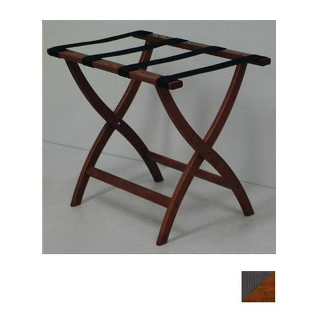 Wooden Mallet LR2-MHBRN Designer Curve Leg Luggage Rack in Mahogany with Black Webbing 3.5 in.