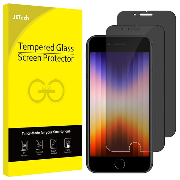 JETech Privacy Screen Protector for iPhone SE 3 (2022 3rd Edition) 4.7-Inch, Anti Spy Tempered Glass Film, Case Friendly, 2-Pack