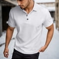 thumbnail image 2 of IWRICH Men's Button up Texture Polo Shirts Short Sleeve Jacquard Tees Solid Color Casual Trendy Tops White XL, 2 of 5