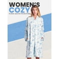 thumbnail image 2 of Casual Nights Women's Quilted Zip Up Robe With Pockets, Long Sleeve House Coat Duster, Poly-Cotton Blend Sleepwear, Blue/Green Floral - Short Large, 2 of 6