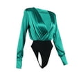 thumbnail image 4 of Qiylii Women 's Satin Deep V Neck Long Sleeve Bodysuit Surplice Blouse Top Sexy Smooth Fashionable Formal Jumpsuits, 4 of 9